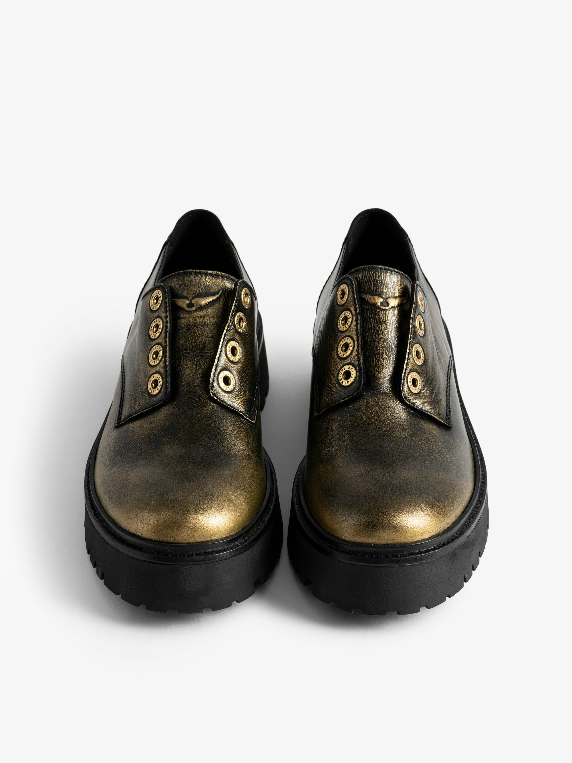 Joe Derby Shoe - Laceless Derby shoes in brush off leather.